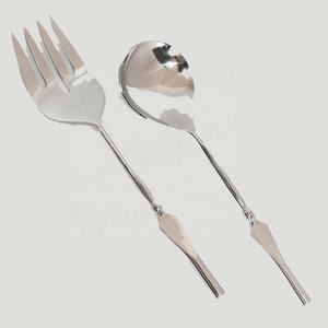 Juego de servir de acero inoxidable pulido plateado Juego de servir de acero inoxidable con diseño martillado de lágrima clásica Cuchara Tenedor y cuchillo - Product Image 6