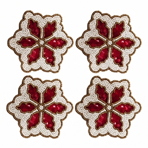 Juego de Posavasos Artesanales con Cuentas de Copo de Nieve, Blancos y Azules, para Invierno, Navidad, Decoración de Mesa, Posavasos Festivos para Fiestas, Venta al por Mayor - Product Image 2