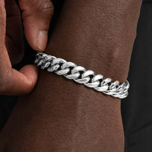 925 Sterling <b>Silver</b> Thick Miami Cuban Link Bracelet High Polish Plain Cuban Chain Bracelet <b>for</b> <b>Men</b> Women - Product Image 4