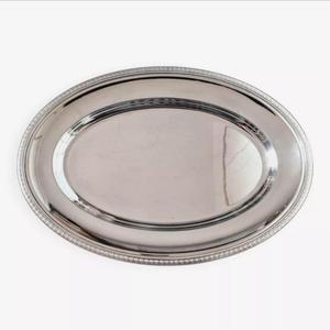 Assiette de service ovale en laiton argenté pour la table, design solide, sans danger pour les aliments - Product Image 3