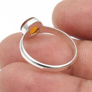 Bague de promesse en pierre de cornaline ronde semi-précieuse, disponible en argent sterling 925 massif, bijoux bohèmes faits à la main - Product Image 2