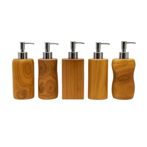 Distributeur de savon en bois de teck écologique ARTERRA Premium avec pompe en acier inoxydable, flacon de lotion liquide, étanche - Product Image 1