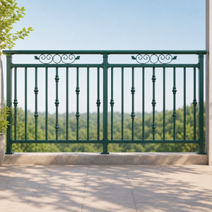Barandilla de Balcón Metálica Verde con Diseño Decorativo de Espirales, Panel de Seguridad para Terraza Exterior, Valla Protectora para Jardín de Casa o Villa - Product Image 4