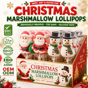 Bonbons Gommes Guimauves en Gros Personnalisés Usine Certifiée Halal BRC Sucettes en Forme de Bonhomme de Neige Bonbons en Vrac Producteur <span class=keywords><strong>Pop</strong></span> - Product Image 1