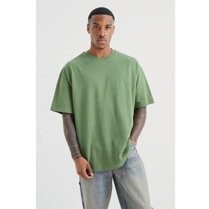 <b>Men's</b> Oversized Solid Color Short Sleeve T-Shirt O-Neck Casual Fit Light Blue Cotton Jersey Knitted Vintage Anti-Wrinkle 230g - Product Image 4