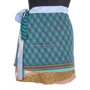 Classy Rajasthan Silk Sari Magic <b>Wraps</b> Mini Skirts Women's Boho Print Casual <b>Beach</b> Mini Skirt <b>Wrap</b> Summer Beachwear - Product Image 6