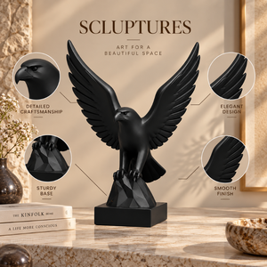 Escultura Moderna de Águila Negra |   Figura de Pájaro Volador de Aluminio, Estatua de Lujo para Mesa, Decoración para Sala de Estar, Oficina, Hogar, Adorno, Regalo - Product Image 5