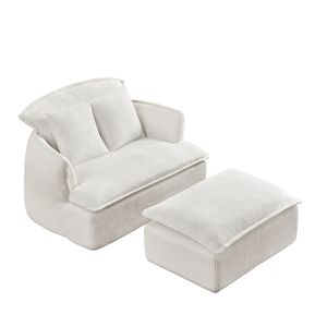 Sillón de tela de pana moderno sofá comprimido convertible silla otomana para espacios pequeños para sala de estar dormitorio o apartamento - Product Image 4