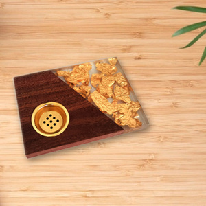 Brûleur d'encens de luxe en bois et résine avec feuille d'or, Mubkhar arabe moderne personnalisé, support pour Bakhoor, décoration d'intérieur, cadeau artisanal, ensemble Mubkhar - Product Image 2