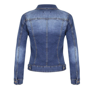 OEM Women's Washed Denim <b>Jacket</b> Regular Fit Button Up <b>Rhinestone</b> Print Casual Fall Coat Custom Wholesale OEM ODM - Product Image 5