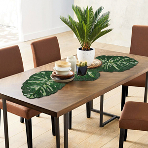 High Quality Cotton <b>Table</b> <b>Runner</b> Embroidered Beaded Design Luxury Style Home Decor Mat for Hotel or Christmas Use Low Price - Product Image 3