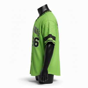 T-shirt 100% coton pour homme, coupe ample, imprimé, style baseball, en maille polyester respirante, vert, avec logo personnalisé appliqué. - Product Image 3