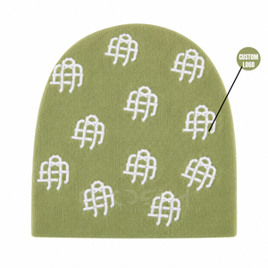 Cosh International Bonnet en tricot 100% acrylique vert olive personnalisé avec logo brodé, unisexe, pour l'hiver, usage décontracté - Product Image 1