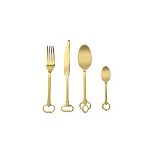 Ensemble de couverts modernes pour mariage, vaisselle décorative, manche long martelé, acier inoxydable plaqué or, ensemble de couverts - Product Image 6