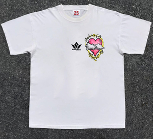 Men's <b>White</b> Heart Graphic T-Shirt Short Sleeve O-Neck Cotton Jersey Regular Fit Casual Printed <b>Tee</b> - Product Image 1