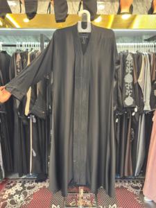 New Black Floral Embroidered Abaya Women's Long Sleeve Floor Length Modest Islamic Dress <b>Shawl</b> Collar Polyester Middle East Styl - Product Image 3