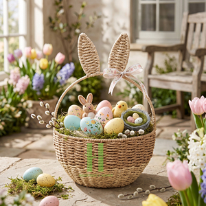 Premium Quality Hand woven Baskets With Handle Customize Sizes Variety Colors For Easter Decorations Gifts From Vietnam - Product Image 6