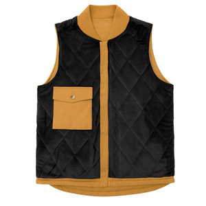 Gilet en toile uni pour homme, col montant, fermeture éclair, poches avant, vêtement d'extérieur décontracté, coupe-vent, rembourrage en polyester, idéal pour l'automne - Product Image 3