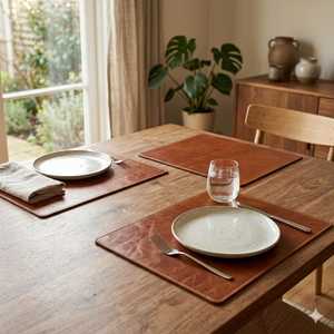 Set de table en cuir véritable longue durée, résistant et imperméable, pour l'industrie hôtelière de luxe LPM-0021 - Product Image 6