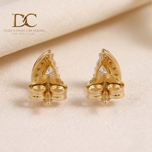 Elegantes Pendientes Étnicos de Oro Amarillo Sólido de 14 Quilates con Diamantes Cultivados en Laboratorio Certificados por IGI para Mujer, Corte de Pera Brillante, Joyería Personalizada - Product Image 5