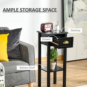 Comodino Sottile in Metallo a 2 Ripiani con Maniglia e Cassetto, Tavolino Laterale Durevole e Stretto per Risparmiare Spazio in Soggiorno o Corridoio - Product Image 4