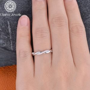 แหวนเพชรโมอิสสีโรสโกลด์ชุบเงินแหวนแต่งงานสำหรับผู้หญิงโรแมนติก - Product Image 5