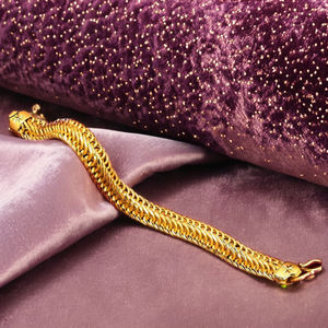 Pulseras de Cadena de Serpiente con Baño de Oro Micro de 14K, 18K, 24K al por Mayor, Joyería de Moda para Hombre, Pulsera de Eslabones de Latón con Micro Oro - Product Image 2