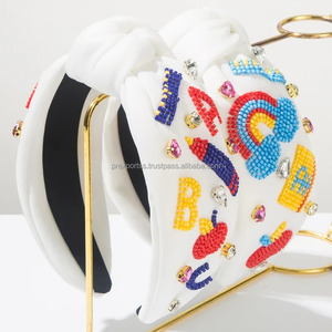 Diadema con cuentas de tema escolar, diseño de lápiz de manzana arcoíris, hecho a mano, anudado, ecológico, ajustable, Unisex, cumpleaños, OEM - Product Image 1