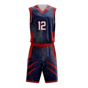 Ensemble d'uniformes de basketball personnalisés sublimés, maillot sans manches à col en V et short avec numéro 12, anti-transpiration pour adultes - Product Image 2