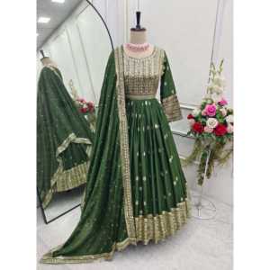 Precioso vestido de noche bordado con hermosa secuencia Work Party Wear Pent y Dupatta - Product Image 3