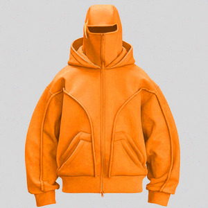 Sudadera con Capucha y Cremallera Completa OEM Personalizada de Alta Calidad, Algodón Grueso, Estilo Urbano Oversize con Paneles, Unisex - Product Image 5