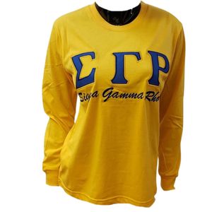 Camiseta Personalizada de Manga Larga para Mujer con Logotipo de Letras Griegas Bordadas, Cuello Redondo, Estilo Casual Universitario, Ropa de Hermandad, Venta al Por Mayor - Product Image 1