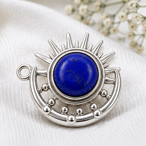 จี้เงินลาพิส ลาซูลี, จี้พระอาทิตย์เงินแท้ 925, จี้สร้อยคอพลอยสีน้ำเงิน, เครื่องประดับจี้รูปพระสวรรค์ - Product Image 3