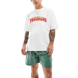 ชุดเสื้อยืดและกางเกงขาสั้นผ้าคอตตอนผสมโพลีเอสเตอร์ ย้อมสีพื้น สำหรับผู้ชาย ชุด 2 ชิ้น เสื้อยืดและกางเกงขาสั้น ผ้าคอตตอน รับสั่งทำ - Product Image 3