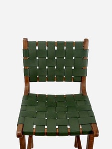 Premium Solid Teak Bar Chair with Woven <b>Leather</b> Seat Wooden Bar <b>Stool</b> for Restaurant Hotel and Cafe - Product Image 5