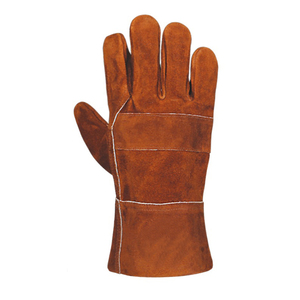 Leather Safety <b>Gloves</b> Heat Resistance Abrasion Resistant Smooth Texture Straight Cuff Anti-Heat Protection - Product Image 2