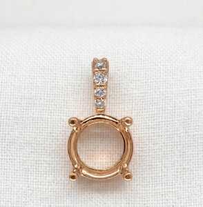 Pendentif semi-monté en argent sterling 925 massif, taille ronde de 5 mm à 12 mm, à 4 griffes, avec sertissage pré-découpé pour pierre précieuse - Product Image 4