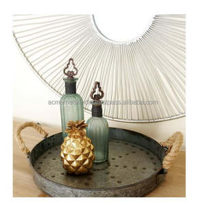 ถาดเสิร์ฟพร้อมที่จับเชือกชุบสังกะสีทรงกลมมีสไตล์เหมาะสำหรับเสิร์ฟอาหาร - Product Image 2