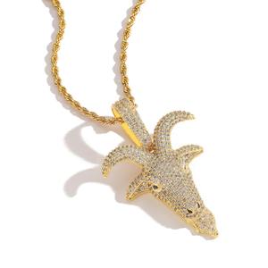 Collier Pendentif Chèvre Personnalisé Hip Hop Bling Diamant Iced Out pour Homme Rapper - Product Image 4
