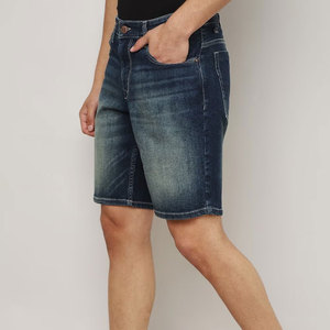 Pantalones Cortos de Mezclilla Azules para Hombre, Cintura Alta, Pierna Recta, Algodón Lavado, Estilo Casual Urbano, para Verano, con Bolsillos, Transpirables y Ecológicos - Product Image 2