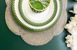 Handmade Beaded Placemat Geometric Pattern Bohemian Style Table <b>Mat</b> Decorative Charger <b>Plate</b> Washable Home Use - Product Image 6