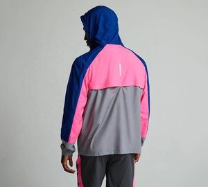 Chaqueta Cortavientos para Hombre, Estilo Blouson, con Bloques de Color, Capucha, Impermeable, Transpirable, Ligera, con Cierre, para Deportes al Aire Libre - Product Image 2