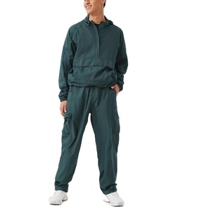 High Quality ODM OEM Customized 2026 Men Hooded Casual Sweatsuit Set Custom Logo Nylon Windbreaker Jacket Two Piece Tracksuit - Product Image 1