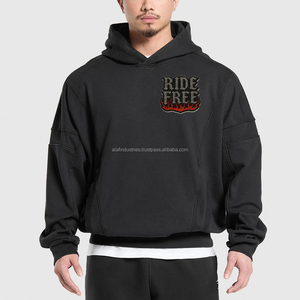 เสื้อฮู้ดป้องกันสำหรับขี่มอเตอร์ไซค์ ล้างสีแบบแอซิดวอช แฟชั่นและชุดนิรภัย พร้อมแผ่นเกราะ CE ถอดออกได้ ไซส์ใหญ่ กันน้ำ - Product Image 4