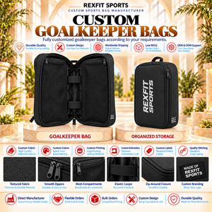 Bolsa de equipo personalizada para portero con bolsillos de malla con cremallera y almacenamiento para guantes, ideal para entrenamiento de fútbol y viajes de equipo, con asa resistente. - Product Image 4