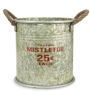 Seau de Noël traditionnel en métal rustique, forme arrondie, vierge pour sublimation, pour la décoration intérieure (vente en gros) - Product Image 5