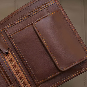 Genuine Cowhide Leather <b>Trifold</b> <b>Wallet</b> <b>Men</b> Luxury ID Window Zipper Purse Short Male Clutch Coin Pocket Card Holder Wholesale - Product Image 5