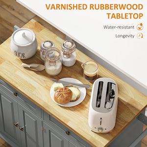 Mobile Isola di Cucina Grigio carrello con la parte superiore in legno di gomma spezie/portasciugamani cassetti per sala da pranzo - Product Image 4
