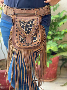 New Trendy Waist Bags Unisex Leather Fringe <b>Money</b> <b>Belt</b> Motorcycle <b>Belts</b> hair on leather hip pocket <b>belts</b> Bum Bags - Product Image 5
