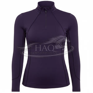 Chemise d'équitation ajustée pour femme, sous-vêtement respirant à manches longues pour l'équitation, haut d'équitation en mesh, chemise de concours personnalisable - Product Image 1
